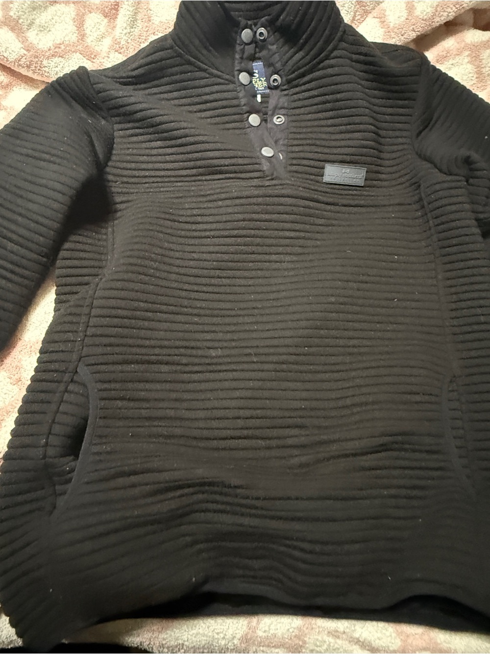 Simply Southern Men's Black Ribbed Zip-Button Pullover